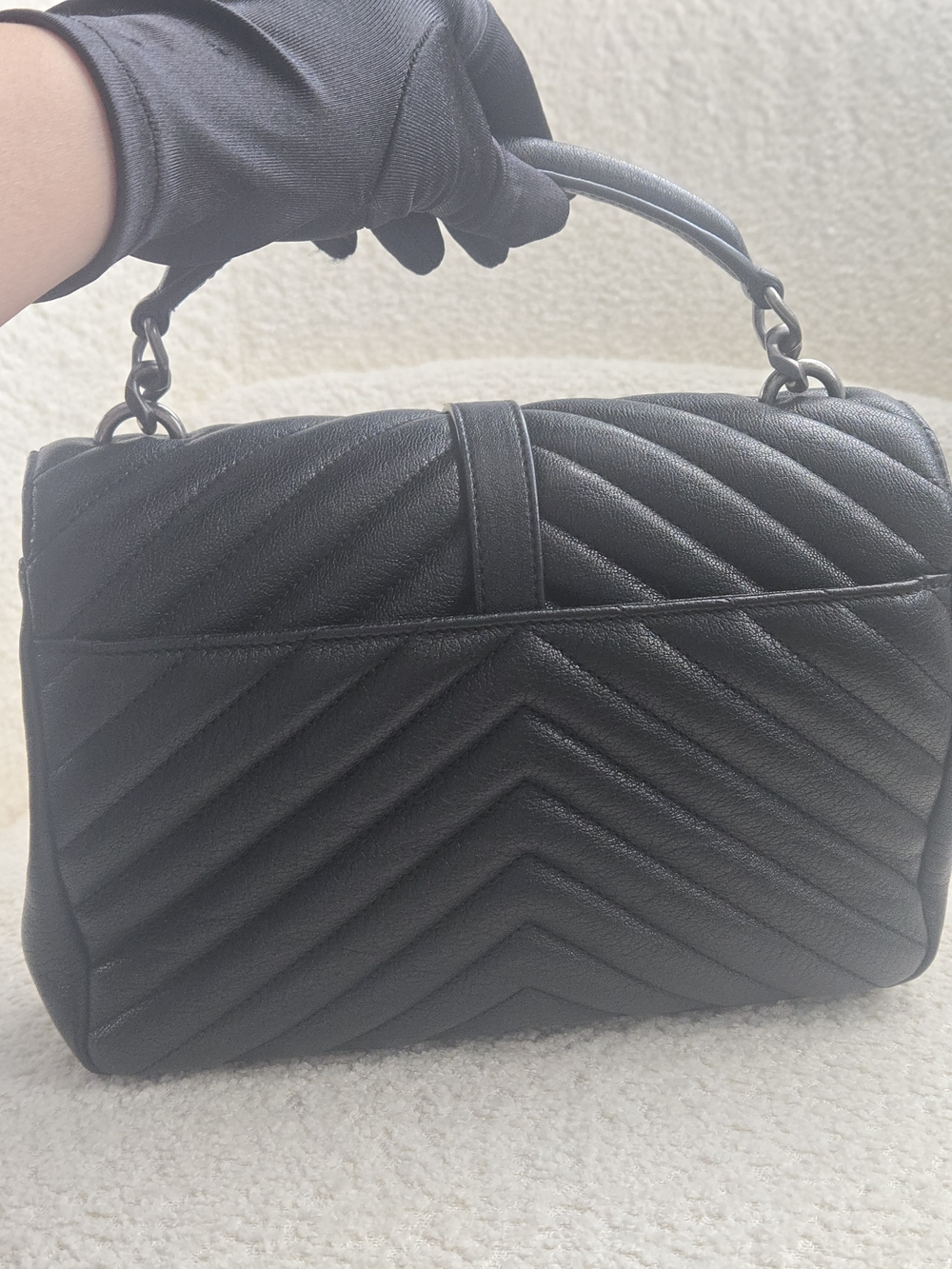 SAINT LAURENT YSL COLLEGE Bag – Black Quilted Leather 🖤 - Picture 14 of 17